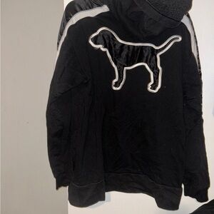 Victoria's Secret PINK Black Hoodie with White Trim